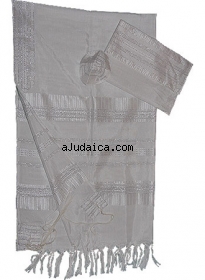 Gabrieli Silk Tallit Set - White and Silver by aJudaica
