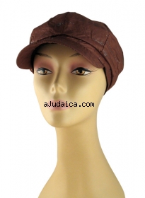 Womens Lightweight Brown Cap with Metallic Design by aJudaica