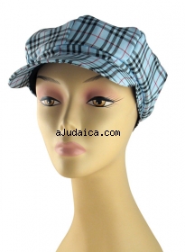 Womens Light blue black and red Checked Cap by aJudaica