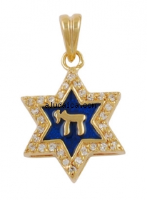 Gold Filled Blue Enamel Star of David Pendant by aJudaica