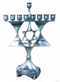 Pewter Magen David Menorah (Hanukia) by aJudaica