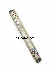 12 Tribe BreastPlate Pewter Mezuzah by aJudaica