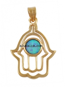 Gold Filled Opal Hamsa Pendant by aJudaica