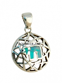 Silver and Opal Circle Chai Pendant by aJudaica