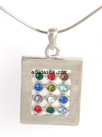 Rhodium Silver Necklace set with Hoshen pendant by aJudaica