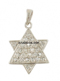Sterling Silver Zirconium Magen David Pendant by aJudaica