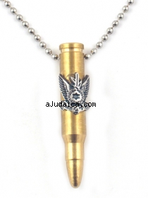 Bronze Israeli Army M-16 Rifle Bullet Pendant - Air Force Emblem by aJudaica
