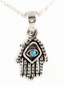 Silver and Opal Hamsa Necklace by aJudaica