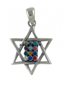 Silver Breastplate Star of David Pendant by aJudaica