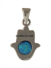 Silver and Opal Hamsa Pendant by aJudaica