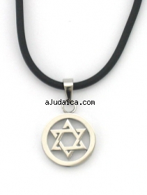 Rubber Cord Star of David Stainless Steel necklace by aJudaica