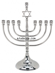 Silver plated Star of David Menorah by aJudaica