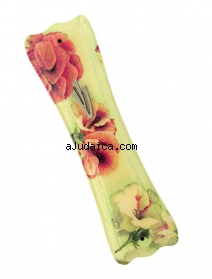 Light green flower design Wood Mezuzah by aJudaica