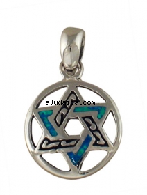 Silver and Opal Star of David Pendant by aJudaica