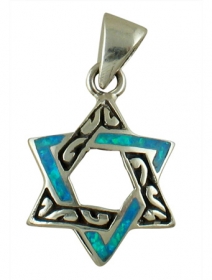 Silver and Opal Star of David Pendant by aJudaica