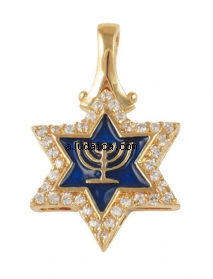 Gold Filled Star of David Menorah Pendant by aJudaica
