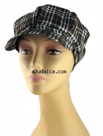 Womens Brown and Black Checked Cap by aJudaica