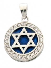 Star of David Blue Enamel Pendant by aJudaica