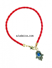 Hamsa eye red braided bracelet by aJudaica