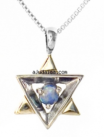 Sterling Silver, Gold and Opal, Star of David Pendant by aJudaica