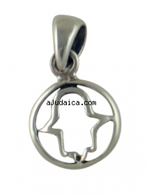 Sterling Silver Circle Hamsa Pendant by aJudaica