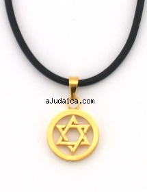 Rubber Cord Gold color Star of David necklace by aJudaica