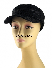 Womens Black Sequin Cap by aJudaica