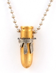 Israeli Army Bullet Bronze Pendant - Chai by aJudaica