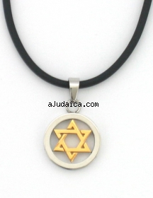 Two-Tone Rubber Cord Star of David necklace by aJudaica
