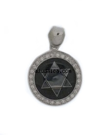 Sterling Silver Star of David Pendant with Black Enamel background by aJudaica