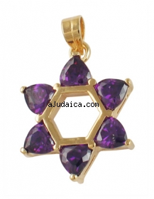 Gold Filled and Amethyst Star of David Pendant by aJudaica