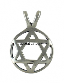 Silver Circle Star of David Pendant by aJudaica