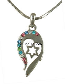 Star of David Heart Rhodium Necklace by aJudaica