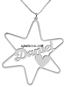 Silver Cursive English Name Necklace - Star of David by aJudaica