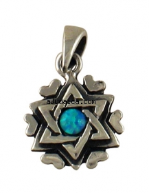 Silver and Opal Star of David Heart Pendant by aJudaica