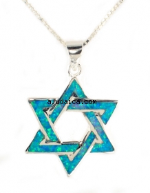 Silver and Opal Star of David Pendant by aJudaica
