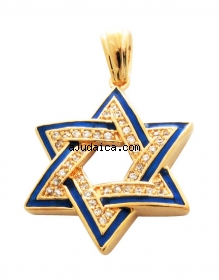 Gold Filled Blue and White Star of David Pendant by aJudaica