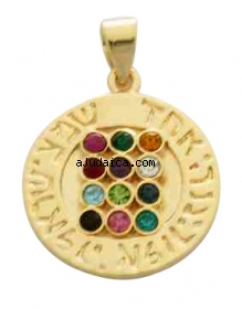 Gold Filled Circle Twelve Tribes Pendant by aJudaica