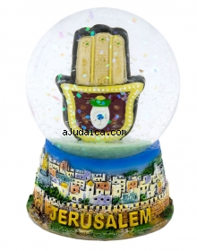 Jerusalem Hamsa Snow Dome Paperweight by aJudaica
