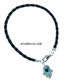 Hamsa "eye" black braided bracelet by aJudaica