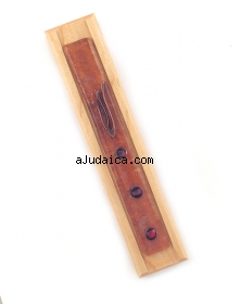 Beige Wood Mezuzah with Glass Decorations by aJudaica
