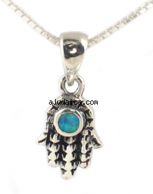 Silver and Opal Hamsa Necklace by aJudaica