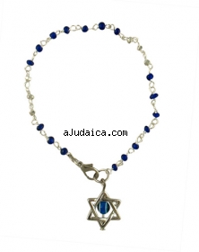Blue bead Star of David "eye" bracelet by aJudaica