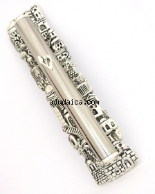 Silver Plated Jerusalem Mezuzah by aJudaica