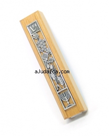 Wood Seven Species Mezuzah by aJudaica
