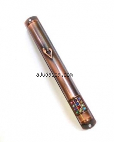 12 Tribe BreastPlate Red Pewter Mezuzah by aJudaica