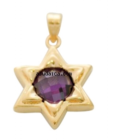 Star of David Pendant with center Amethyst by aJudaica