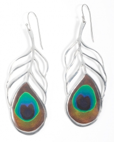 Large Peacock Feather Earrings by aJudaica