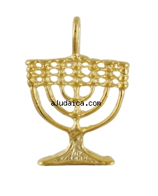 Gold Filled Seven Branch Menorah Pendant by aJudaica