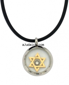 Star of David Zirconium Necklace on Rubber Cord by aJudaica